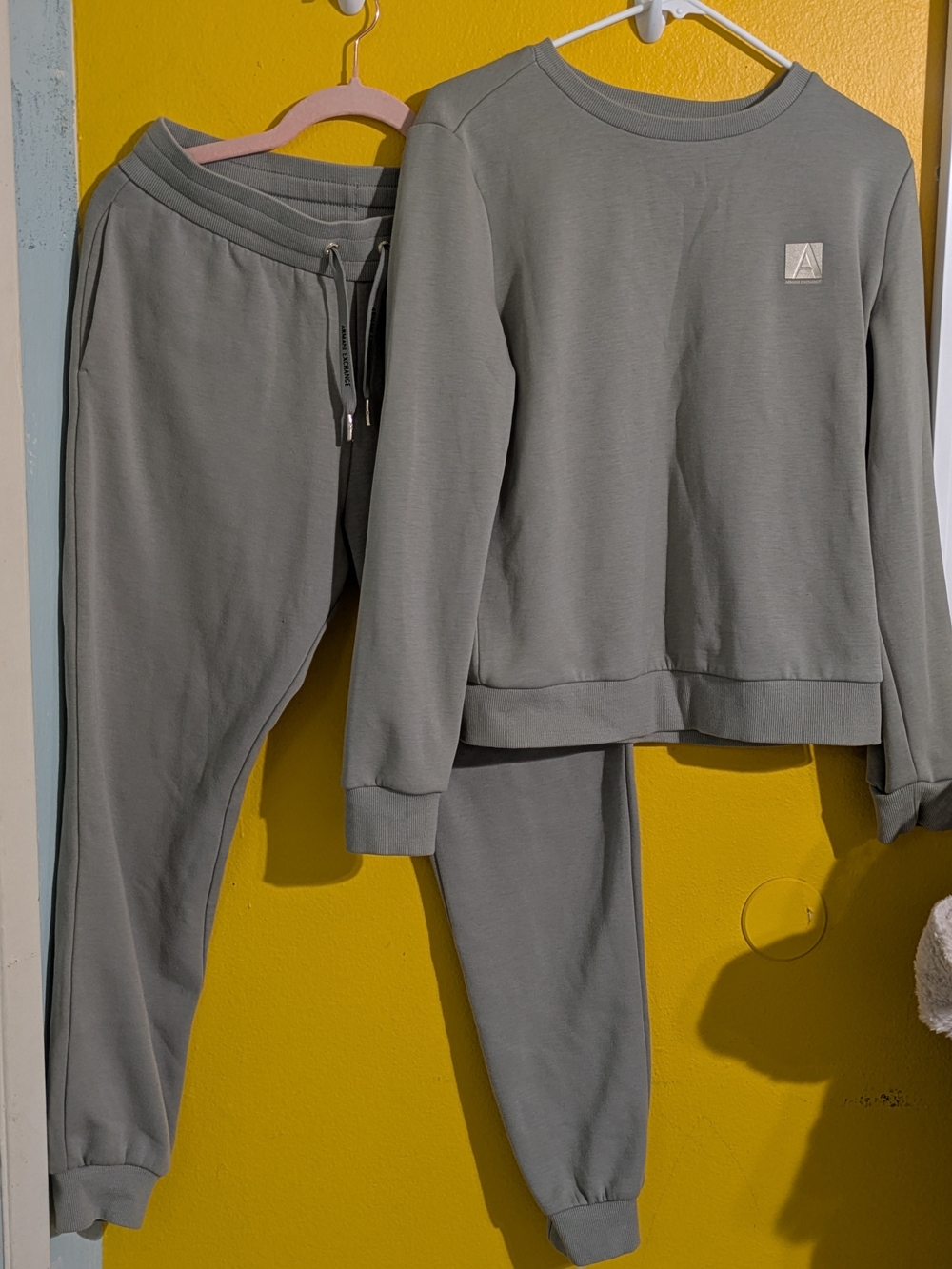 Womans Green Sage Crewneck Set - Cozy Sleep Top & Jogger Bottoms
